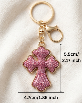 Faith Cross Rhinestone Statement Bag Charm/Keychain-W