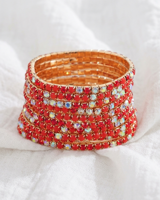 Red & White Rhinestone Bracelet-W