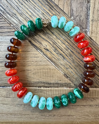 Fall Colorful Chunky Bead Necklaces Teal Fluorescent Tones-W