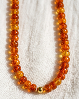 Pre-Order Fall Ivory & Amber Chunky Bead Necklace & Bracelet Set-W