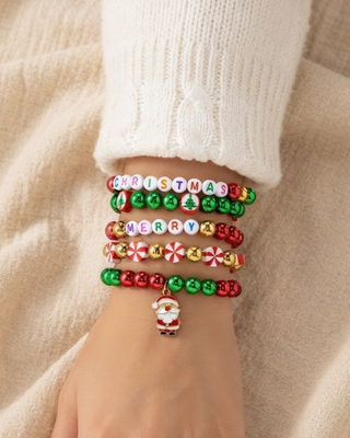Merry Christmas Santa Bracelet Stack of 5-W