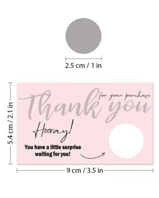Viral Thank You Scratch Coupons/Cards Set of 50-W
