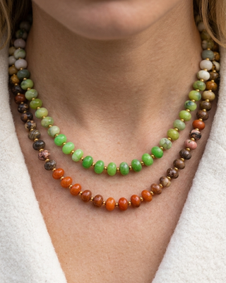Fall Natural Stone Beaded Adjustable Necklaces-W