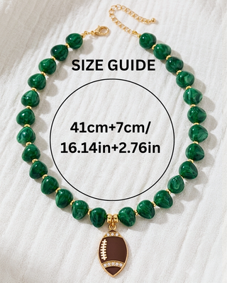 Team Color Bead Football Charm Homecoming Necklaces-W