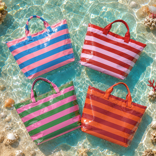 Paloma Beach Striped Tote Large PVC Waterproof Bags-W