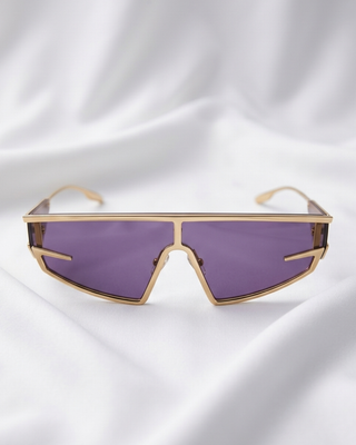 Summer Gold Frame & Temple Purple Lens Cat-Eye Sunglass-W