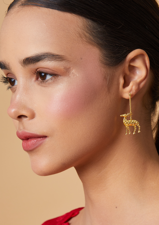 Nature Inspired Gold-plated Reindeer Earring