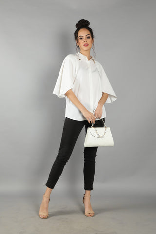 Collar Clip Cape Blouse