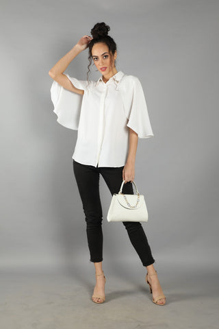 Collar Clip Cape Blouse