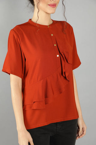 Front Ruffle Top-W