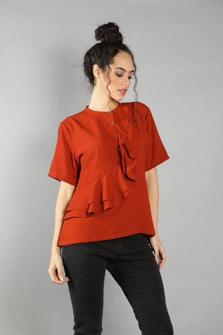 Front Ruffle Top-W