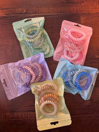 Set of 6 Telephone wire scrunchies pastel (MOQ-5 Sets)