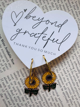 Fall Sunflower Hypo-Allergenic Gold Plated Hoop Earrings-W