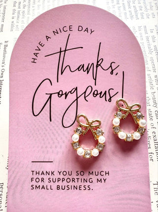 18k Gold Plated Holiday Wreath Earrings-W