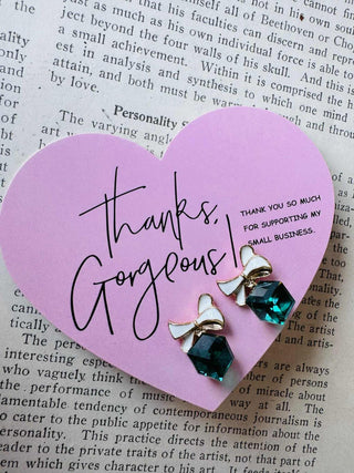 Gift box green crystal studs-W