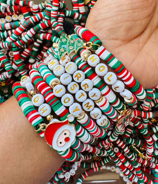 Christmas Stretchable Charm & Letter Bracelets – W (RTS)