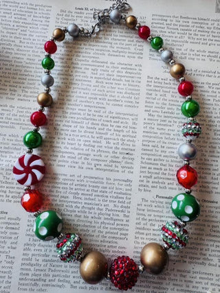 Candy Swirls Rhinestone Holiday Necklace-W