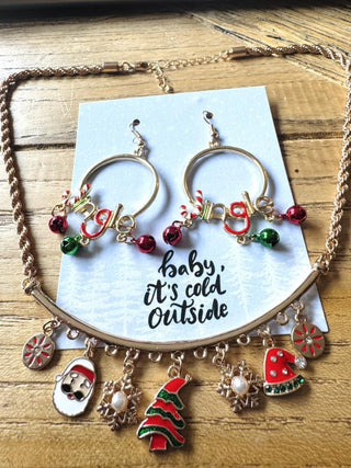 Holiday Jingle Earring with Necklace Set-W
