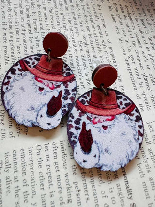 Western Santa Earrings-W