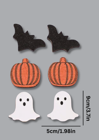 Fall Halloween Spooky Ghost Stud Earrings - W