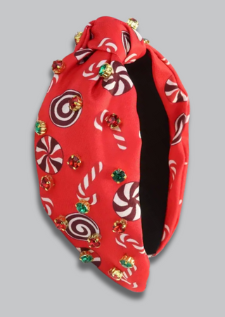 Christmas Candy Cane and Candy Studded Headband(Red)-W
