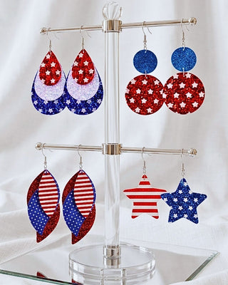 Patriotic Earrings (4-Pair Set)-W