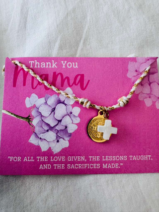 Handmade Jesus Cross Charm Adjustable Macrame Bracelet-W