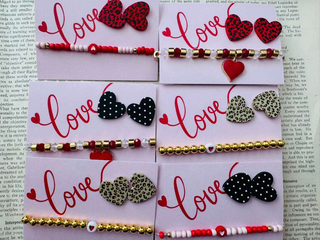 Animal Print Heart with Valentine Bracelet Set-W