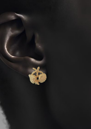 18K Gold-Plated Ocean-Inspired Shells Stud