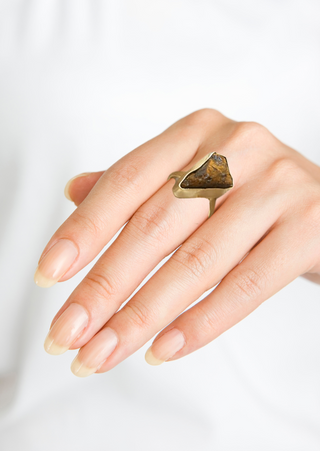 Gold-Plated Rock Stone Adjustable Ring