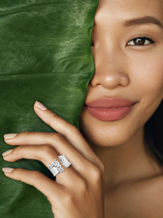 Silver Plated Crystal Finger Ring