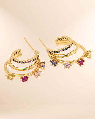 14K Gold Plated Multicolor Earring.