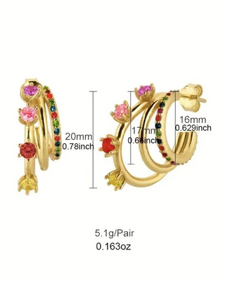 14K Gold Plated Multicolor Earring.