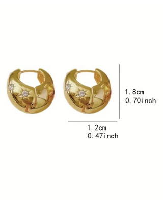 18K Gold Plated Rhinestone-Embellished Chunky Hoops.