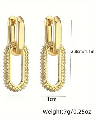 18K Gold Plated Link Style Statement Earrings.