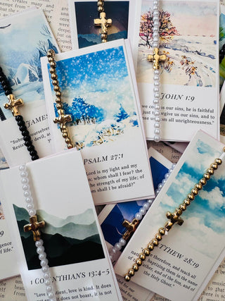 Cross Beaded Stretch Bracelets (Pack of 10)-W RTS