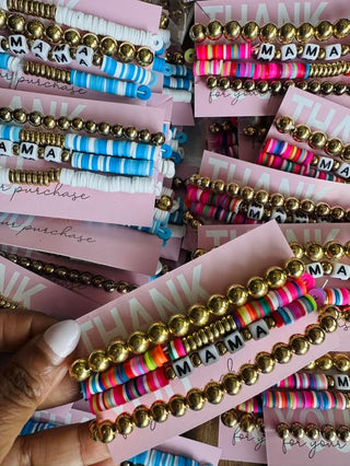 Pink or Blue Mama Bracelet(Stack of 4)-W