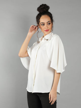 Collar Clip Cape Blouse